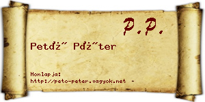 Pető Péter névjegykártya